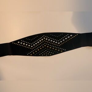 Black Studded Belt with Gold and Silver Accents